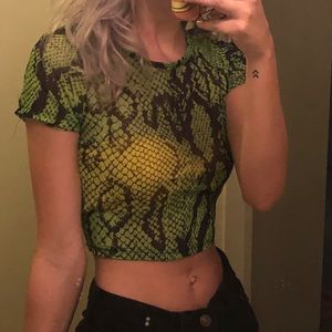 Green sheer snakeskin top